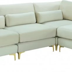 Meridian Furniture Living Room Julia 4 Piece Velvet Modular Reversible Sectional