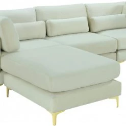 Meridian Furniture Living Room Julia 4 Piece Velvet Modular Reversible Sectional