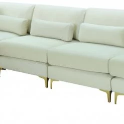 Meridian Furniture Living Room Julia 5 Piece Velvet Modular Reversible Sectional