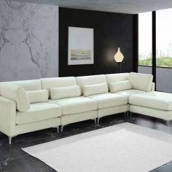 Meridian Furniture Living Room Julia 5 Piece Velvet Modular Reversible Sectional