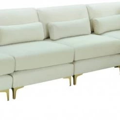 Meridian Furniture Living Room Julia 5 Piece Velvet Modular Reversible Sectional