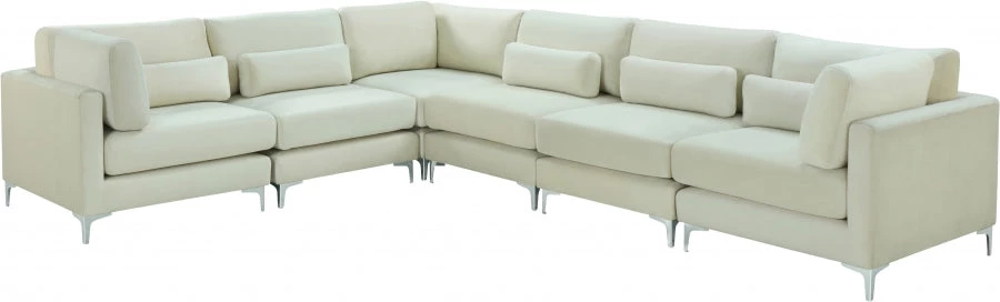 Meridian Furniture Julia 6 Piece Velvet Modular Sectional