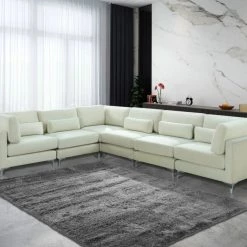 Meridian Furniture Julia 6 Piece Velvet Modular Sectional