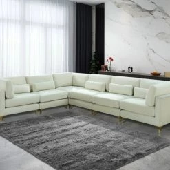 Meridian Furniture Julia 6 Piece Velvet Modular Sectional