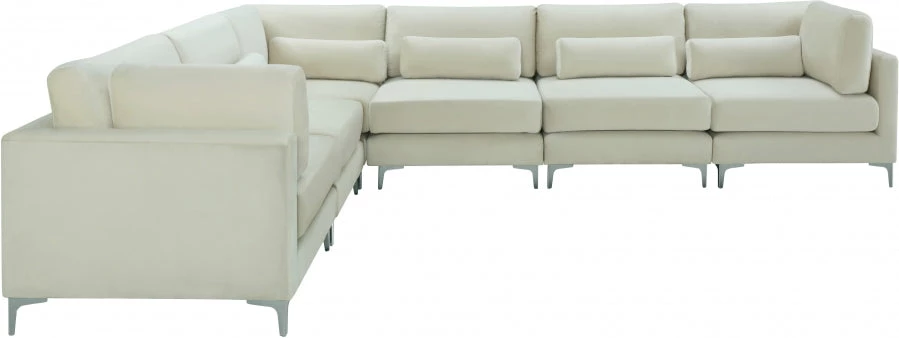 Meridian Furniture Julia 6 Piece Velvet Modular Sectional