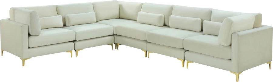 Meridian Furniture Julia 6 Piece Velvet Modular Sectional