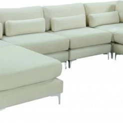 Meridian Furniture Living Room Julia 6 Piece Velvet Modular Reversible Sectional