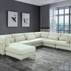 Meridian Furniture Julia 7 Piece Velvet Modular Reversible Sectional