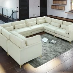 Meridian Furniture Living Room Julia 8 Piece Velvet Modular Sectional