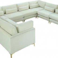 Meridian Furniture Living Room Julia 8 Piece Velvet Modular Sectional