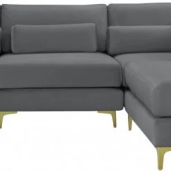 Meridian Furniture Living Room Julia 4 Piece Velvet Modular Reversible Sectional