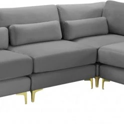 Meridian Furniture Living Room Julia 4 Piece Velvet Modular Reversible Sectional