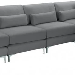 Meridian Furniture Living Room Julia 5 Piece Velvet Modular Reversible Sectional