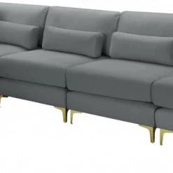 Meridian Furniture Living Room Julia 5 Piece Velvet Modular Reversible Sectional