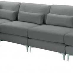 Meridian Furniture Living Room Julia 5 Piece Velvet Modular Reversible Sectional