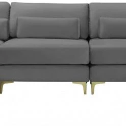 Meridian Furniture Living Room Julia 5 Piece Velvet Modular Reversible Sectional