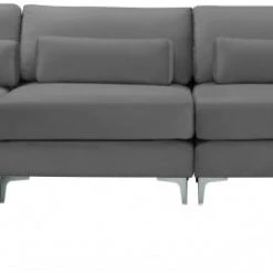 Meridian Furniture Living Room Julia 5 Piece Velvet Modular Reversible Sectional