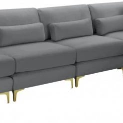 Meridian Furniture Living Room Julia 5 Piece Velvet Modular Reversible Sectional