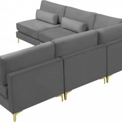 Meridian Furniture Julia 5 Piece Velvet Modular Sectional Living Room