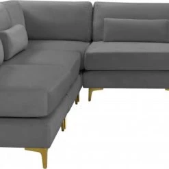 Meridian Furniture Julia 5 Piece Velvet Modular Sectional Living Room