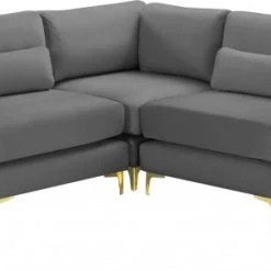 Meridian Furniture Julia 5 Piece Velvet Modular Sectional Living Room