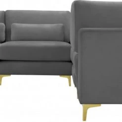 Meridian Furniture Julia 5 Piece Velvet Modular Sectional Living Room