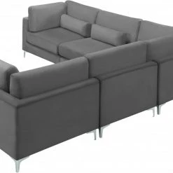 Meridian Furniture Julia 5 Piece Velvet Modular Sectional Living Room
