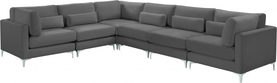 Meridian Furniture Julia 6 Piece Velvet Modular Sectional