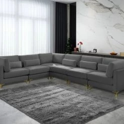 Meridian Furniture Julia 6 Piece Velvet Modular Sectional
