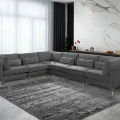 Meridian Furniture Julia 6 Piece Velvet Modular Sectional