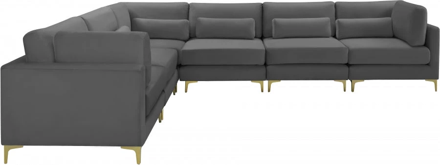 Meridian Furniture Julia 6 Piece Velvet Modular Sectional