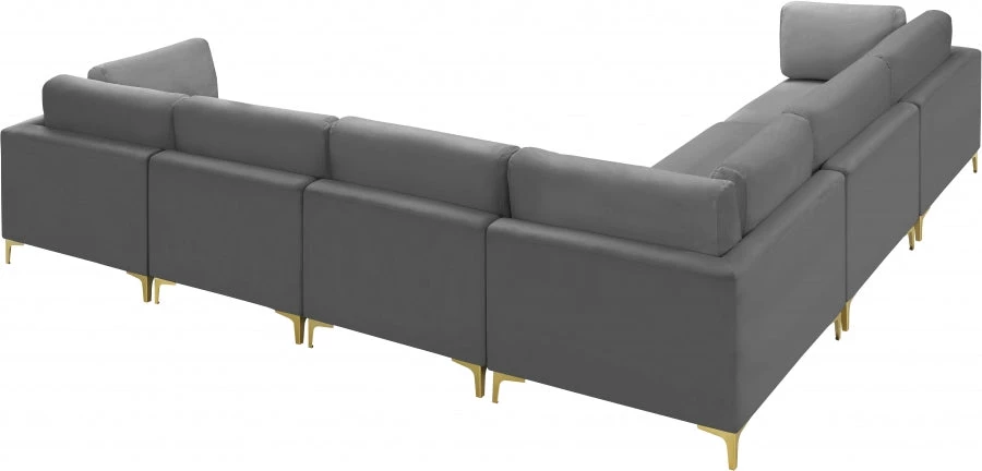 Meridian Furniture Julia 6 Piece Velvet Modular Sectional