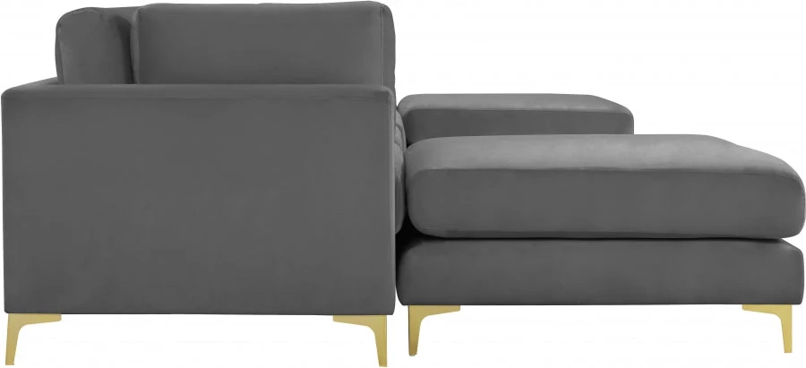 Meridian Furniture Living Room Julia 6 Piece Velvet Modular Reversible Sectional