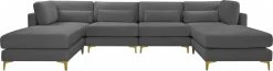 Meridian Furniture Living Room Julia 6 Piece Velvet Modular Reversible Sectional
