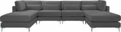Meridian Furniture Living Room Julia 6 Piece Velvet Modular Reversible Sectional