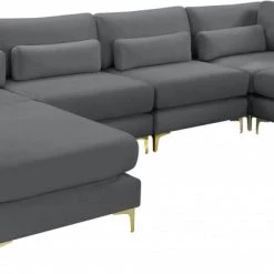 Meridian Furniture Living Room Julia 6 Piece Velvet Modular Reversible Sectional