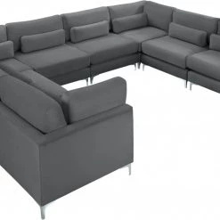 Meridian Furniture Living Room Julia 8 Piece Velvet Modular Sectional