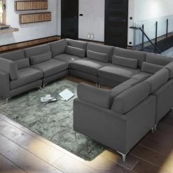 Meridian Furniture Living Room Julia 8 Piece Velvet Modular Sectional
