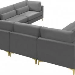 Meridian Furniture Living Room Julia 8 Piece Velvet Modular Sectional