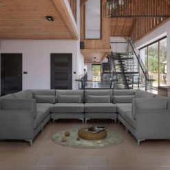 Meridian Furniture Living Room Julia 8 Piece Velvet Modular Sectional