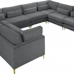 Meridian Furniture Living Room Julia 8 Piece Velvet Modular Sectional