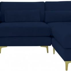 Meridian Furniture Living Room Julia 4 Piece Velvet Modular Reversible Sectional
