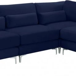 Meridian Furniture Living Room Julia 4 Piece Velvet Modular Reversible Sectional