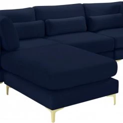 Meridian Furniture Living Room Julia 4 Piece Velvet Modular Reversible Sectional