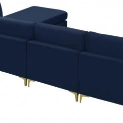 Meridian Furniture Living Room Julia 5 Piece Velvet Modular Reversible Sectional