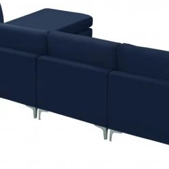 Meridian Furniture Living Room Julia 5 Piece Velvet Modular Reversible Sectional