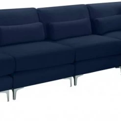 Meridian Furniture Living Room Julia 5 Piece Velvet Modular Reversible Sectional