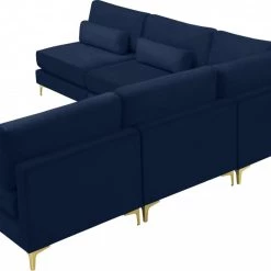 Meridian Furniture Julia 5 Piece Velvet Modular Sectional Living Room