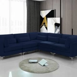 Meridian Furniture Julia 5 Piece Velvet Modular Sectional Living Room