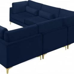 Meridian Furniture Julia 5 Piece Velvet Modular Sectional Living Room